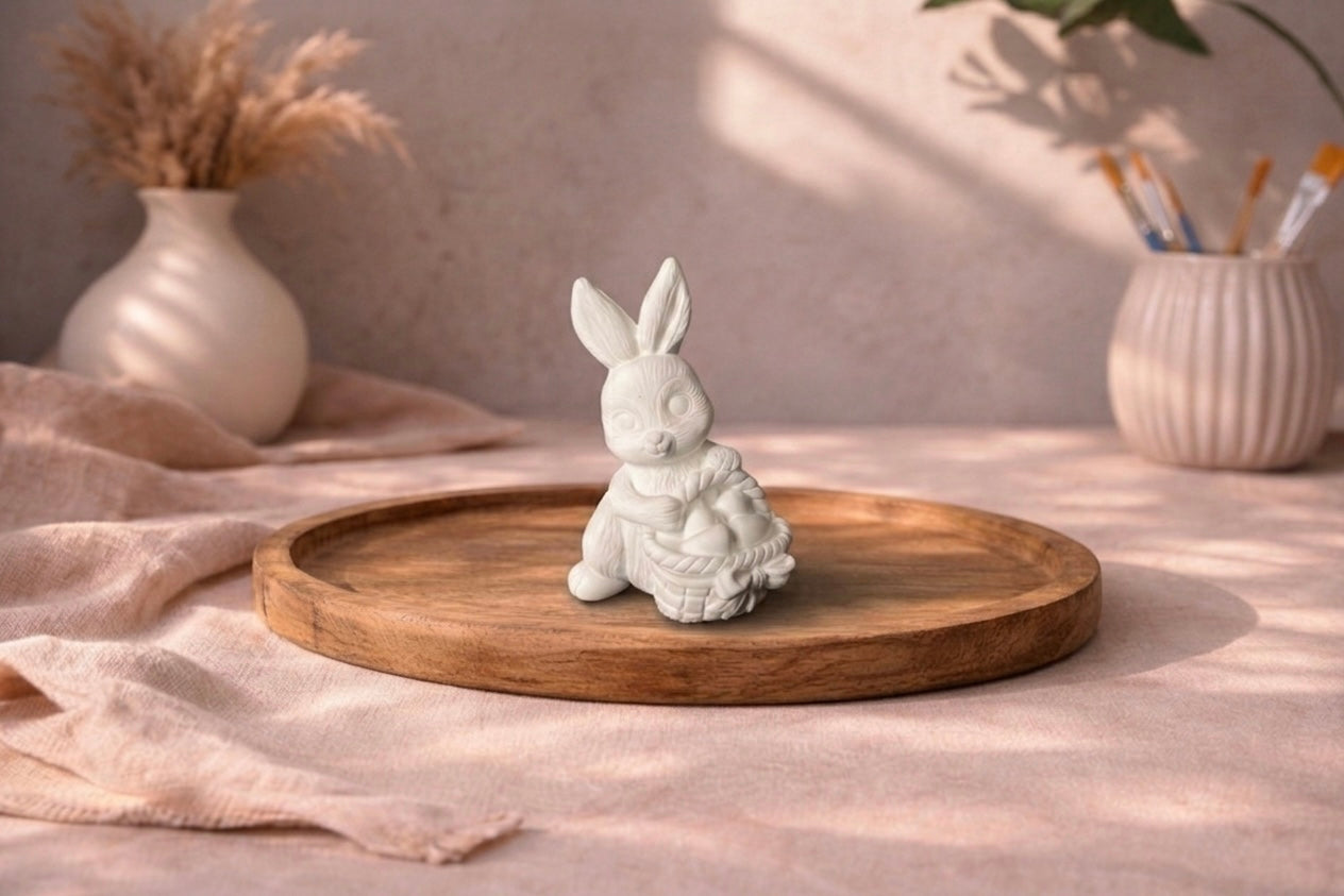 Боядисване на керамичен гипсов великденски заек – великденски комплект за ръкоделие за деца