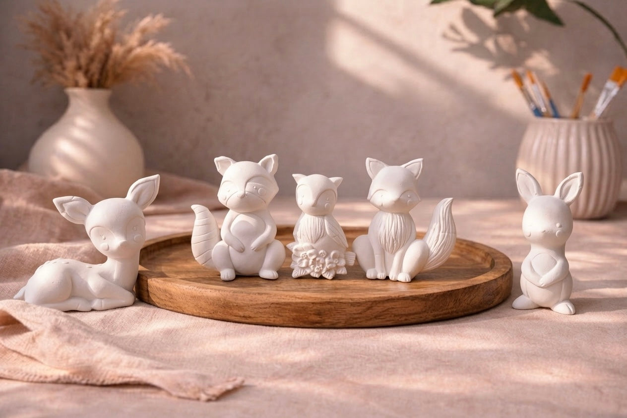 Keramik Waldtiere zum Bemalen – Figuren Set